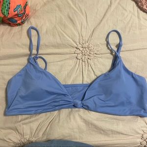 Blue/purple tie front bikini top
